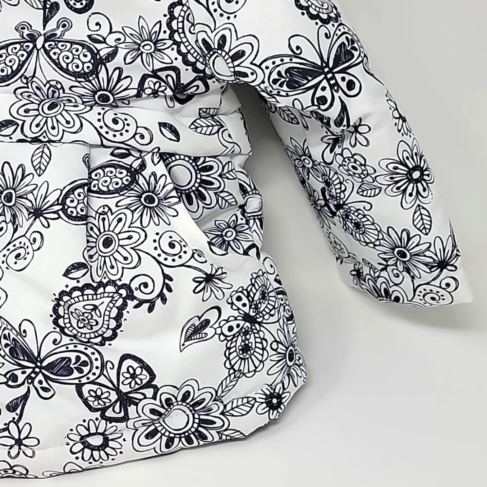 Only Kids Toddler Girl Floral & Butterfly Hooded Puffer Jacket 18M White Gray